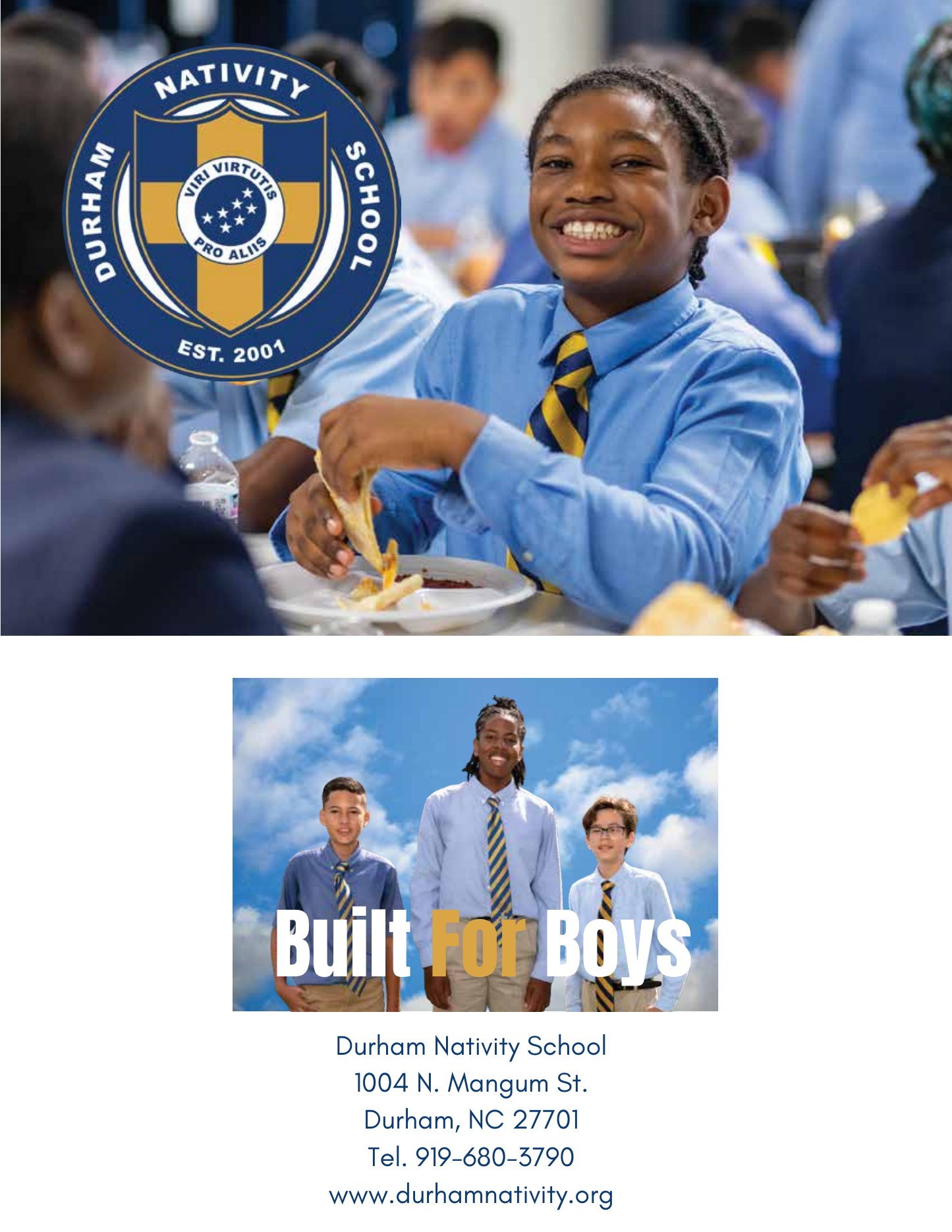 Durham Nativity School Built for Boys closing page.