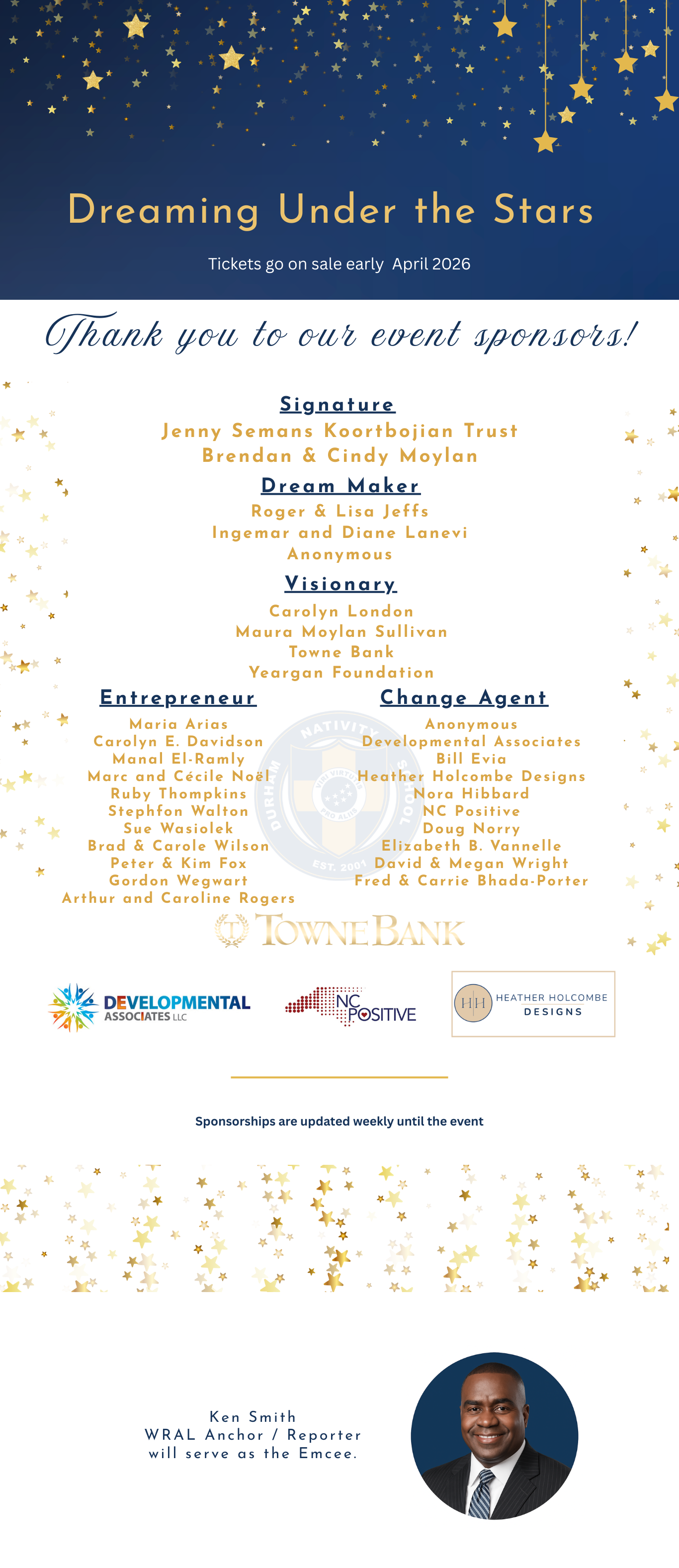 Dreaming Under the Stars event sponsor listing